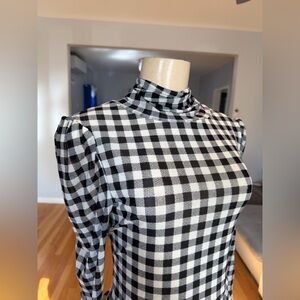 Black and White Checkered Turtleneck Top